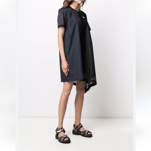 Adidas Original Asymmetric Three Stripe T-Shirt Dress Sz M NWOT - Picture 2 of 5